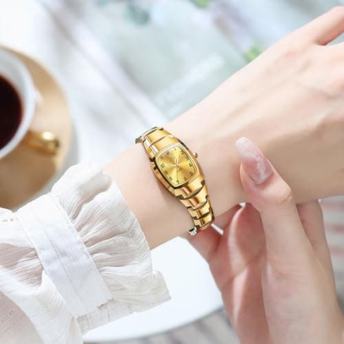 OLEVS Gold Watches for Women Luxury Vintage Square Small Women's Watches Waterproof Stainless Steel Dainty Ladies Watch Fashion Dress Simple Analog Quartz Rectangular Wrist Watch Reloj para Mujer - Thumbnail 2
