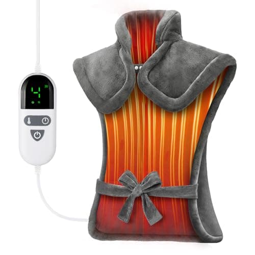 Heating Pad for Neck and Shoulders and Back, Pain Relief Electric Heating Pad Large Size 24”X33” with 4 Timers, 6 Heat Levels, Auto-Off, Mothers Day & Birthday Gifts for Women Men Mom Dad, Grey - Image 1