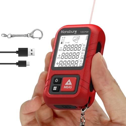 Hansburg Laser Measurement Tool 98 Ft / 30m Digital Laser Tape Measure Portable Chargeable Medidor Laser for Length, Area, Wall Area, Volume and 4 Pythagorean Modes with IP65 Waterproof, Key Chain - Image 1