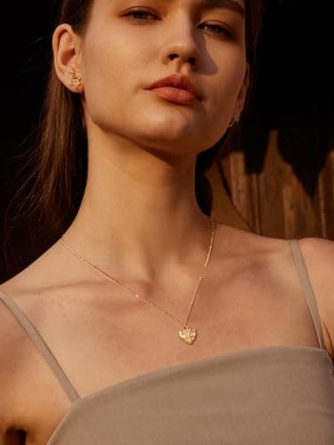 Valloey Rover Heart Necklace for Women 14K Gold Plated Pendant Neckalce Simple Dainty Satellite Chain Necklace Jewelry Gift for Women (Heart E) - Thumbnail 3