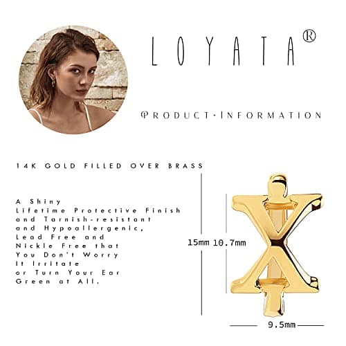 LOYATA Initial Huggie Hoop Earrings Gold Letter Sleeper 14K Gold Plated Earrings Simple Hypoallergenic Personalized Jewelry Gift for Women - 26 Letters - Thumbnail 6