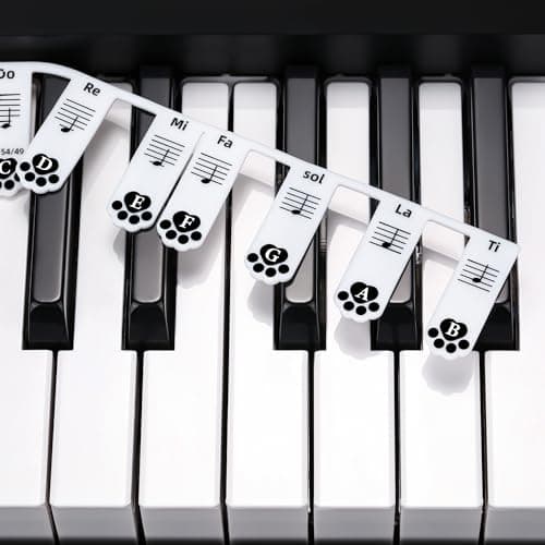 XynkoreX Silicone Piano Keyboard Stickers, Removable Piano Keyboard Note Labels for Learning, 88-Key Full Size, Piano Notes Guide for Beginner, Reusable Comes Unique and cute dog paw design (Black) - Thumbnail 2
