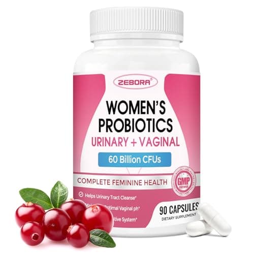 ZEBORA Probiotics for Women, Vaginal Probiotic with Cranberry, Organic Prebiotics, D-Mannose, & Vitamin C - Support Urinary Tract Health, Vaginal pH, & Gut Health - Gluten Free, 90 Vegan Capsules - Image 1