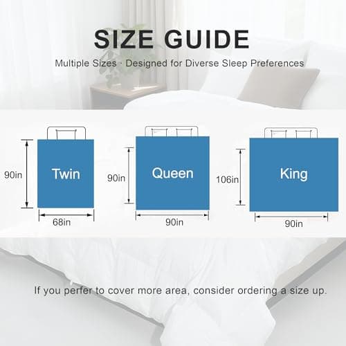 ALPSWAN Goose Feather Down Fiber Comforter Queen Size, White Polyester Cotton Duvet Insert, All Season Medium Warmth Fluffy Bedding Comforter (White, Queen) - Thumbnail 2