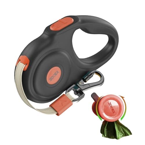 Retractable Dog Leash 10FT for Small & Medium Dogs, Sturdy Heavy-Duty Nylon Tape with Secure Locking Carabiner & Poop Bag Holder, Smooth One-Hand Control, Anti-Slip Handle, Tangle-Free Design (Black) - Image 1