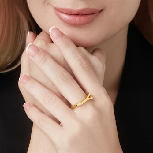 Cicy Bell Womens 18k Gold Plated Initial Statement Rings Bold Letter Personalized Initial Stacking Rings - Thumbnail 3