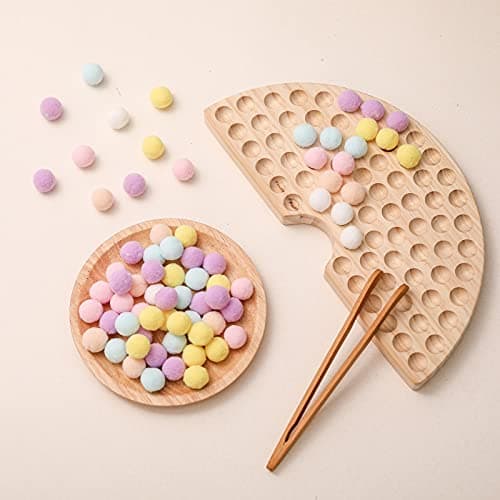 ibwaae Wooden Peg Board Beads Game Color Sorting Toys Counting Matching Game Bead Counting Fine Motor Skill Montessori Toys for Toddlers (Macaron Color) - Image 1