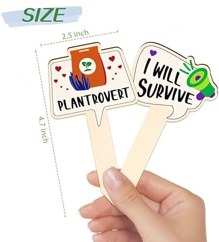JIAANNING Plant Labels for Outdoor Garden Waterproof, 17 Pack T-Type Garden Markers Sign, Funny Wooden Plant Labels for Seedling Potted Herbs Flowers Vegetables, Plant Identification Stakes (Funny) - Thumbnail 2