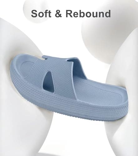 Pillow Slippers for Women House Shower Foam Cushion Slides, Women's Comfy Cloud Recovery Slide, H Sandals for Womens with Non-Slip Lightweight Soft - Thumbnail 6