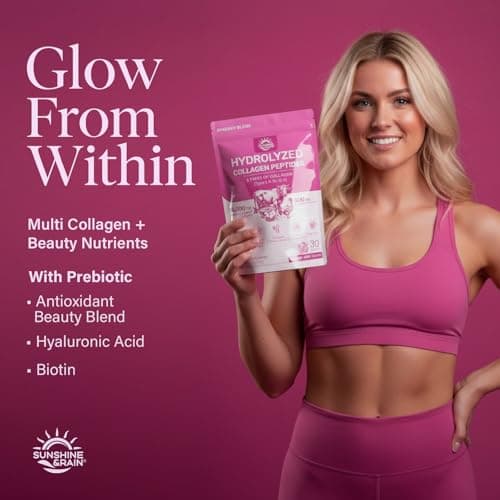 Multi Collagen Peptides Powder for Women – 10g Hydrolyzed Collagen Type I, II, III, V & X with Biotin, Hyaluronic Acid & Prebiotics | Hair, Skin, Nail & Bone Support | Berry Flavor | 30 Stick Packs - Thumbnail 3