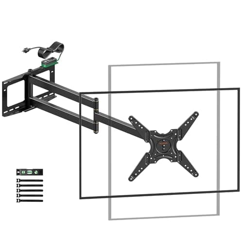 48'' Extension Extra Long Arm TV Wall Mount with Power Outlet, Rotating TV Wall Mount 180° Full Motion Heavy Duty for 26''-65'' Screens, VESA 400x400mm, Load 110 lbs, 16''Wood Stud/Concrete/Brick Wall - Image 1