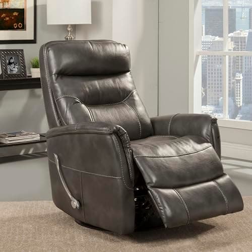 Parker Living Gemini - Flint Swivel Glider Recliner Chair with 90% Polyester, 10% PU Upholstery, Comfortable Nursery Recliner, Nursing Armchair with Smooth Reclining - Thumbnail 4