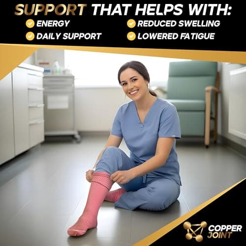 CopperJoint Copper Compression Socks for Women, Knee High Compression for Circulation, Socks for Nurses, Running, Travel & Everyday Use, Ideal Gifts for Women & Maternity- 2 Pairs in a Pack - Large - Thumbnail 2