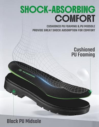 SKPRO Steel Toe Work Boots for Men, Lightweight Non Slip Boots, Safety Toe Construction Leather Water-Resistant Shoes (Black, 14) - Thumbnail 6