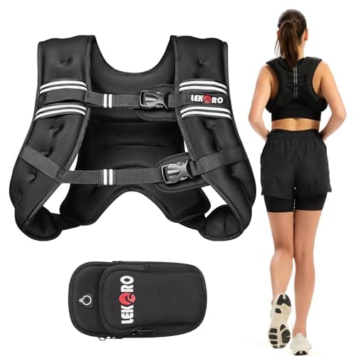Weighted Vest, 6lbs/8lbs/12lbs/16lbs/20lbs/25lbs/30lbs Weights Vest for Women Men with Reflective Stripe for Workout, Strength Training, Running, Walking (16LB) - Image 1