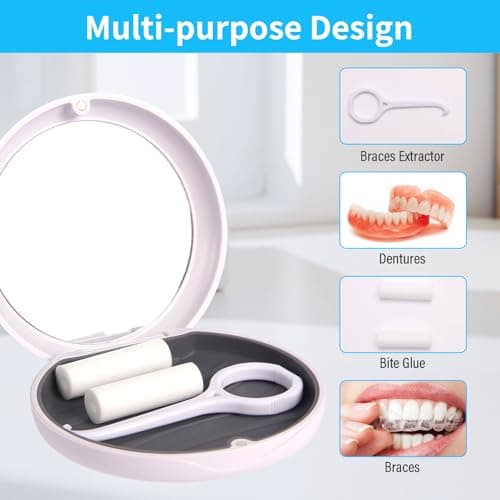 ACSKD Aligner Case with Mirror, Slim Retainer Case Travel-Friendly Dental Storage Box Compatible with Invisalign Braces, Night Guards,Includes 1 Remover Tool & 2 Chew, Black - Thumbnail 3
