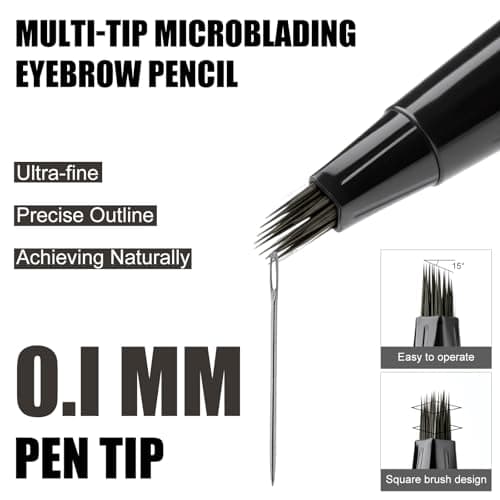 HECI BEAUTY Eyebrow Pen Microblading Liquid Brow Pencil with 3D Fiber Tip, Waterproof Hair Stroke Eyebrow Pen for Sparse Brows, Long Lasting Natural Looking Brows,Soft Black - Thumbnail 3