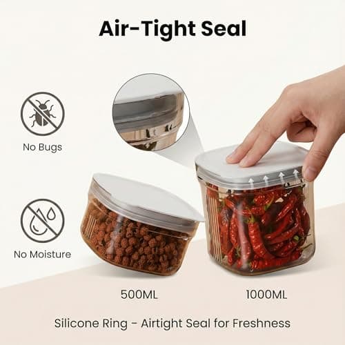 LavStow Airtight Food Storage Containers with Lids, 4 Pcs Set BPA Free Clear Kitchen Pantry Organization Canisters for Herbs, Coffee, Tea - Keeps Food Fresh & Dry (Transparent - 3pcs) - Thumbnail 5