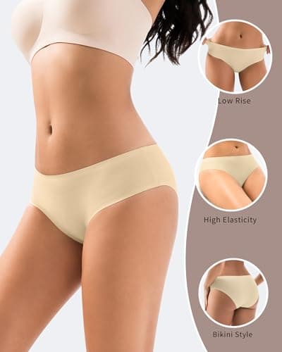 Jaywan Women's Seamless Underwear for Women 5-Pack No Show Panties for Women, Breathable Bikini Underwear for Everyday Wear - Thumbnail 3