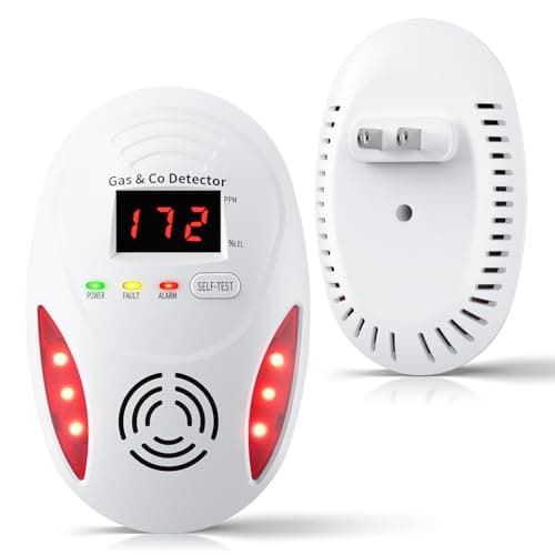 Carbon Monoxide Detectors and Natural Gas Detector, Carbon Monoxide Detectors Plug in, Dual Alarms Gas Leak Detector with Light - Natural, Co Leak Detection for Home, RV Essentials, White, 1Pcs - Image 1