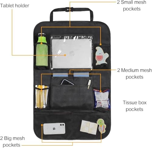 AYWVRBST Car Backseat Organizer, 9 Storage Pockets, Waterproof, Durable, Universal Fit for Sedan SUV, Truck, Minivan - Thumbnail 5