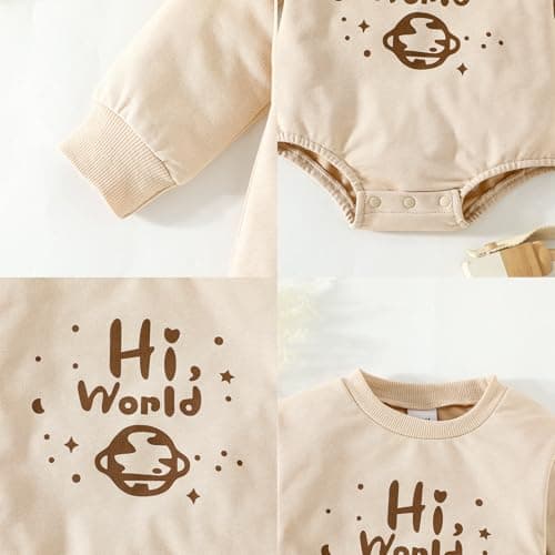 ChuYuKu Baby Boy Clothes Fall Winter 2Pcs Set Long Sleeve Newborn Onesies Sweatshirt Infant Outfits Gift 0-12M - Thumbnail 5
