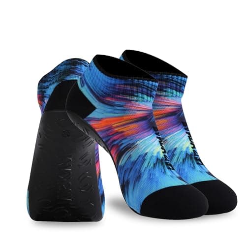 RANDY SUN 2 Pairs Unisex Quick-Dry Sand Barefoot Socks, Lightweight Flexible Beach Shoes for Family Outings Surf Swim Yoga Water Sport Protect Against Sunburn(Blue Printed Low Cut Size 27 - Image 1