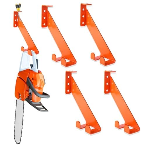 3 in 1 Chainsaw Holder 10" - Heavy Duty Chainsaw Wall Mount, 10 Gauge Steel Chain Saw Hanger for Garage Organization, Hefty Rack Storage Organizer for Chainsaw Accessories and Tools, 180lbs Capacity - Image 1