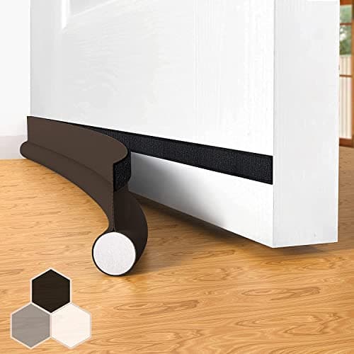 Door Draft Stopper Bottom One Sided Door Draft Blockers，37" Cutable Under Door Draft Blocker Insulator Door Sweep Weather Stripping Soundproof，Fits for Interior／Exterior Doors，1 Pack,Brown - Image 1