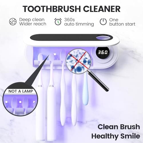 MIMORE Toothbrush Holder, 5 Toothbrush Slots & Timer Function, Cordless Wall Mounted Toothbrush Holders for Bathrooms - Thumbnail 2