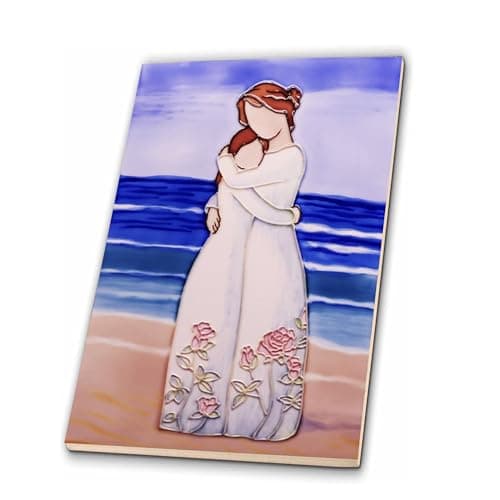 Kunibaka Ceramic Art Decorative Tiles, Handmade 3D Embossed Relief Wall Art, Home Decor Accent for Wall & Tabletop, Unique Gift for Mom Daughter Anniversary Birthday（7.8″x11.8″） - Image 1