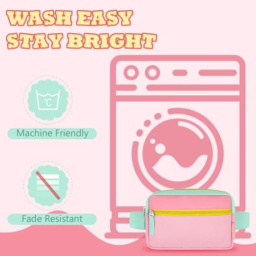 WOOMADA Fanny Pack, Crossbody Bag Waist Bag with Adjustable Waistband, Cute Belt Bag for Gifts(Turquoise&Pink) - Thumbnail 6