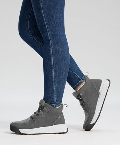 AIRHAS Women's Winter Warm Snow Boots for Women Comfortable Water-Resistant Womens Ankle Boots Fashion Booties(dark_grey,8.5) - Thumbnail 2