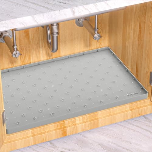 Sdpeia Under Sink Mat 19"×19" Waterproof Silicone Cabinet Liner & Sink Protector for Kitchen & Bathroom, Multi-Purpose Organizers Tray for Pets, Laundry, Cat Litter Mat - Image 1