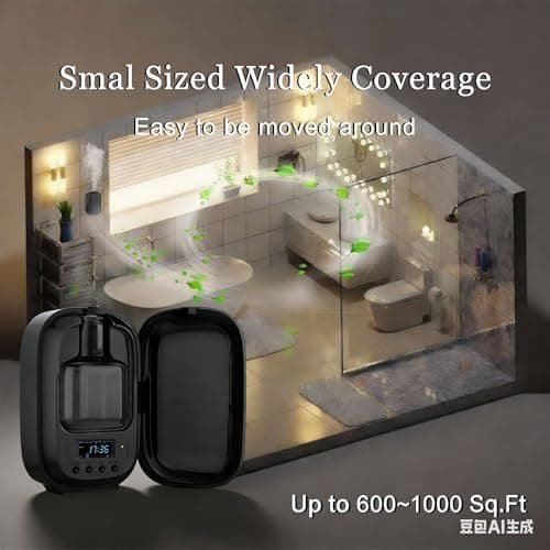 Waterless Oil Diffuser,Home Aromatherapy Scent Diffuser with APP & Timer|Whole House Oil Air Diffusers for Large Room,Office,Hotel Collection Use,Cover up to 1500 sq.ft-150ML,Compact,Quiet,Balck - Thumbnail 6