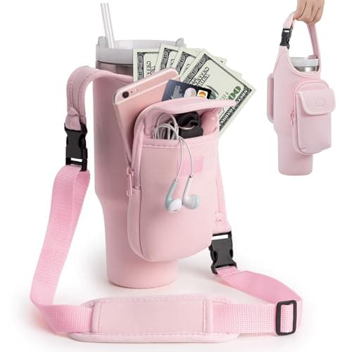 Bufilea Carrier Bag with Phone Holder Pockets for Stanley 40/30oz Tumbler with Handle, Insulated Neoprene Crossbody Bag Cup Holder w/Shoulder & Handheld Straps Fits Stanley Cup Accessories - Image 1