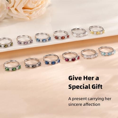 925 Sterling Silver Birthstone Rings for Women - Adjustable Size Women Jewelry Birthday Gifts for Girlfriend,Wife,Mom (09 - Sapphire) - Thumbnail 3
