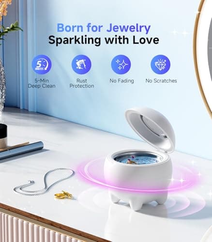 Ultrasonic Jewelry Cleaner Machine, 45KHz Retainer Cleaner Ultrasonic Professional for Dentures, Ring, Earrings Sterling Silver Deep Cleaning with 4 Modes, Timer, Low Noise, 304 Stainless Steel Tank - Thumbnail 4