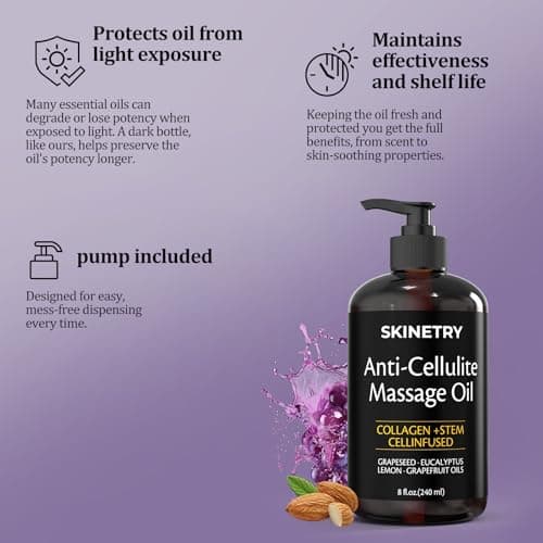 SKINETRY Nourish Your Skin & Senses – Firming Body Massage Oil for Smoothing Cellulite & Improving Texture. Silky, Fast-Absorbing Formula with Collagen & Stem Cell – 8 Fl Oz Aromatherapy Massage - Thumbnail 4