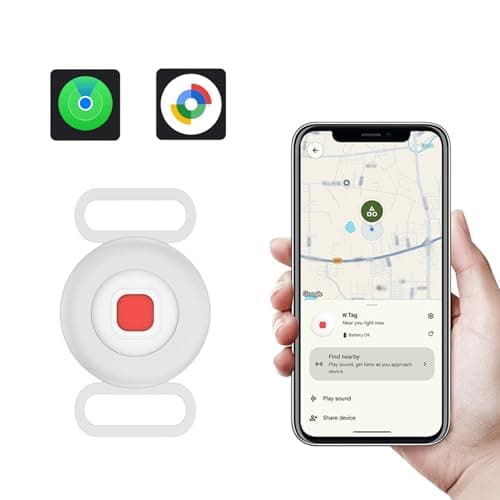 Bluetooth Dog Tracker Tag, Pet Tracker for Dogs with Silicone Collar Holder, Works with Apple Find My & Android Find Hub, IP67 Waterproof Anti-Lost Locator (1, White) - Image 1