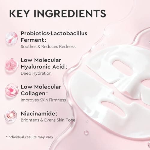 Elvira Bio-Collagen Real Deep Mask, Overnight Hydrating Face Mask with Hyaluronic Acid, Korean Skincare Face Mask for Moisturizing and Firming, Face Masks Sheet for All Skin Types, 4 Pack - Thumbnail 5