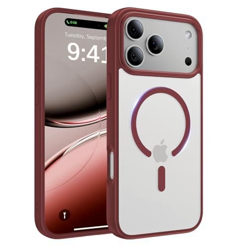Shiiuou Magnetic for iPhone 17 Pro Max Case, [Anti-Slip] [Military-Grade Drop Protection] [Camera Protection] Skin-Friendly Slim Matte Shockproof Protective Case for iPhone 17 Pro Max, Wine Red - Image 1