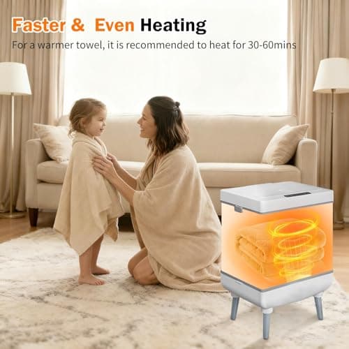 Towel Warmers for Bathroom, Foldable Hot Towel Warmer Bucket, Heat & Dry 2-in-1, Large Capacity(35L), Fits Up to 3 Oversized Towels(45"x70"), Bathrobes, Blankets, Portable Handle, Ideal for Home & Spa - Thumbnail 4