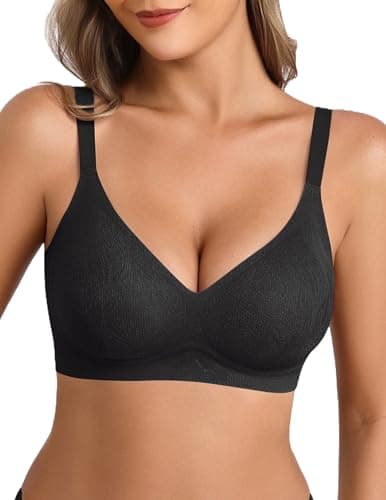 Avidlove Wireless Bras for Women Sexy Deep V Seamless T-Shirt Bra Full Coverage Bralettes Black S - Image 1