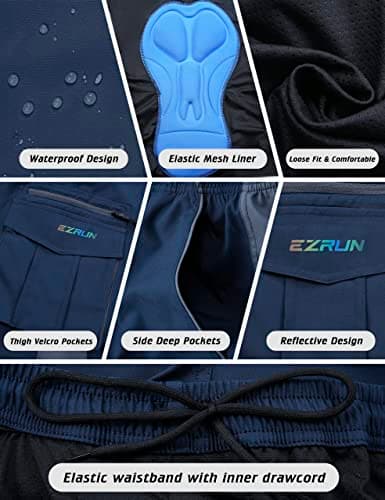 Men's Mountain Bike Shorts 3D Padded Bicycle Biking Shorts Quick Dry Lightweight MTB Cycling Shorts (Navy, 2XL) - Thumbnail 5