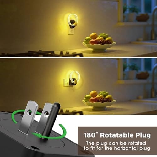 L LOHAS LED Night Lights Plug into Wall, Changing RGB Night Light with Dusk to Dawn Sensor, 180° Rotatable Acrylic Nightlight Plug in Wall for Halloween, Christmas, Holiday, Hallway[2 Pack] - Thumbnail 4