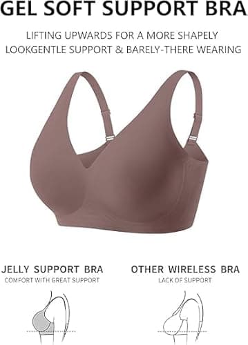 COCOMARTS Jelly Bras for Women No Underwire Seamless Push Up Comfortable Tshirt Everyday Deep V Bra with Support and Lift Grey Medium - Thumbnail 6