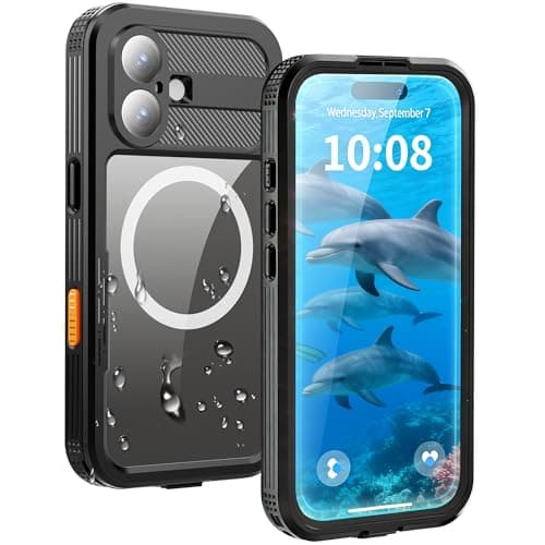 HECLETSO for iPhone 16 Case - Compatible with MagSafe - IP68 Waterproof & Dustproof, 10FT Military-Grade Drop Proof - Built-in Screen Protector & Full-Body Rugged Cover, 6.9 Inch - Black - Image 1