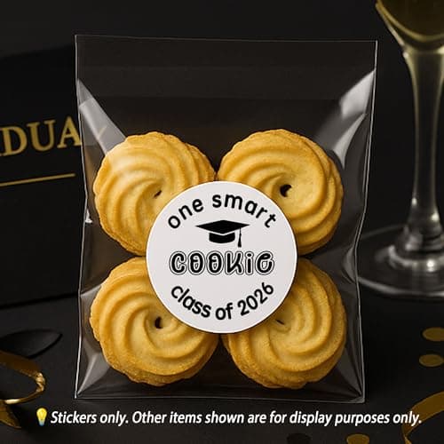 ZLKAPT 2026 Graduation Cookie Stickers : 120 Pcs 1.6" Round One Smart Cookie Class of 2026 Decals for Treat Bags Bakery Gift Boxes ; High-Bond Permanent Adhesive Smudge-Proof Labels - Thumbnail 5