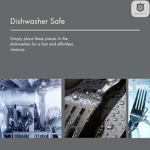 Danialli Matte Silverware Set, 18/10 Stainless Steel Satin Flatware, Modern Brushed Finish Cutlery, Dishwasher Safe & Durable, Built to Last (40-Piece, Marettimo Hammered) - Thumbnail 5